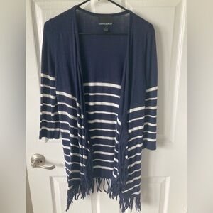 Cynthia Rowley Blue and White Striped Cardigan Sweater